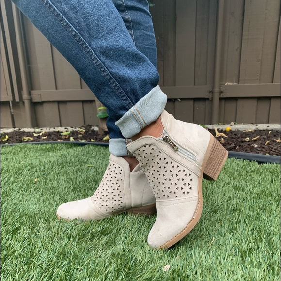 Shoes - Sand Faux Suede Ankle Booties